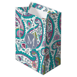 Sac Cadeau Moyen B Persian Boteh Paisley Motif Monogramme M Don B