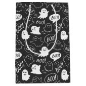 Sac Cadeau Moyen B&W Cute Doodle Halloween Motif (Devant)
