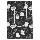Sac Cadeau Moyen B&W Cute Doodle Halloween Motif (Dos)