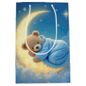 Sac Cadeau Moyen Baby Boy Teddy Bear On a Moon (Devant)