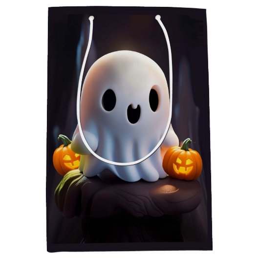 Sac Cadeau Moyen Baby Ghost Déplaisant mignon caractère Halloween (Devant)