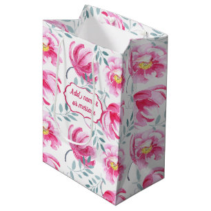 Sac Cadeau Moyen Baby Pink Rose anglais