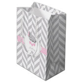 Sac Cadeau Moyen Baby Rose Elephant Design - Baby Girl Douche (Dos Angle)