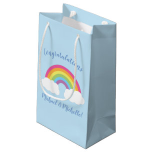 Sac cadeau moyen Baby shower arc-en-ciel