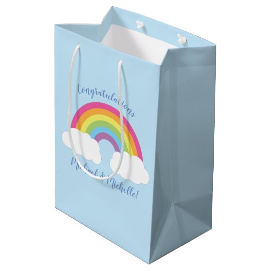 Sac Cadeau Moyen Baby shower arc-en-ciel (Dos Angle)