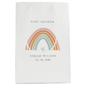 Sac Cadeau Moyen Baby shower Arc-en-ciel bleu-bleu-blanc élégant (Devant)