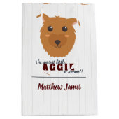 Sac Cadeau Moyen Baby shower bébé chien chien Maroon (Devant)