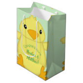 Sac Cadeau Moyen Baby shower blanc vert (Devant Angle)