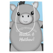 Sac Cadeau Moyen Baby shower bleu âne (Devant)