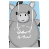 Sac Cadeau Moyen Baby shower bleu âne (Dos)