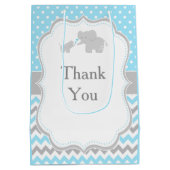 Sac Cadeau Moyen Baby shower bleu et gris éléphant (Dos)