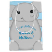 Sac Cadeau Moyen Baby shower Blue Elephant (Devant)