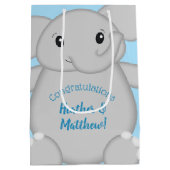 Sac Cadeau Moyen Baby shower Blue Elephant (Dos)
