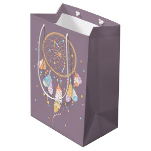 Sac Cadeau Moyen Baby shower Boho de Dreamcatcher Tribal Violet
