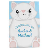 Sac Cadeau Moyen Baby shower chat Kitty Blue (Devant)