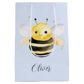 Sac Cadeau Moyen Baby shower, conception d'abeilles aquarelle migno (Dos)