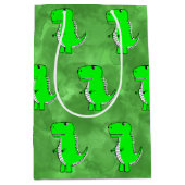 Sac Cadeau Moyen Baby shower d'aquarelle Dino vert (Devant)