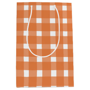 Sac Cadeau Moyen Baby shower d'automne Orange En vichy