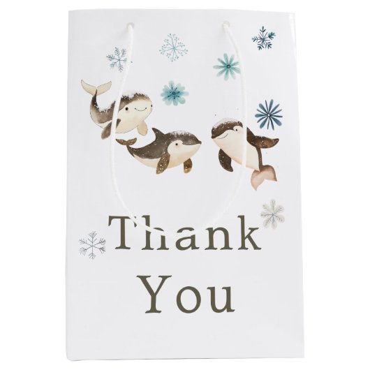 Sac Cadeau Moyen Baby shower de baleines arctiques d'hiver (Devant)