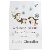Sac Cadeau Moyen Baby shower de baleines arctiques d'hiver (Dos)
