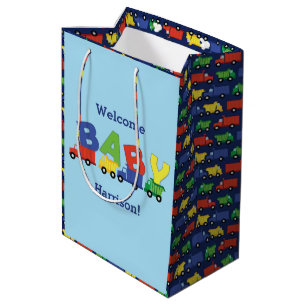 Sac Cadeau Moyen Baby shower de camion de construction