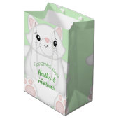 Sac Cadeau Moyen Baby shower de chat Kitty Green (Devant Angle)