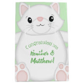 Sac Cadeau Moyen Baby shower de chat Kitty Green (Devant)