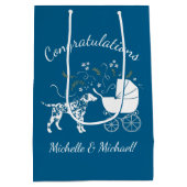 Sac Cadeau Moyen Baby shower de Chien Dalmatien Chien Chien rose Ch (Dos)