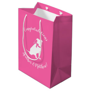 Sac Cadeau Moyen Baby shower de chien taureau rose