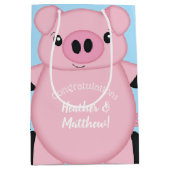 Sac Cadeau Moyen Baby shower de cochon bleu (Devant)