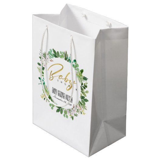 SAC CADEAU MOYEN BABY SHOWER DE COULEUR D'EAU SUCCULENTE DES ÉCHAPP (Dos Angle)