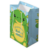 Sac Cadeau Moyen Baby shower de dragon bleu (Devant Angle)