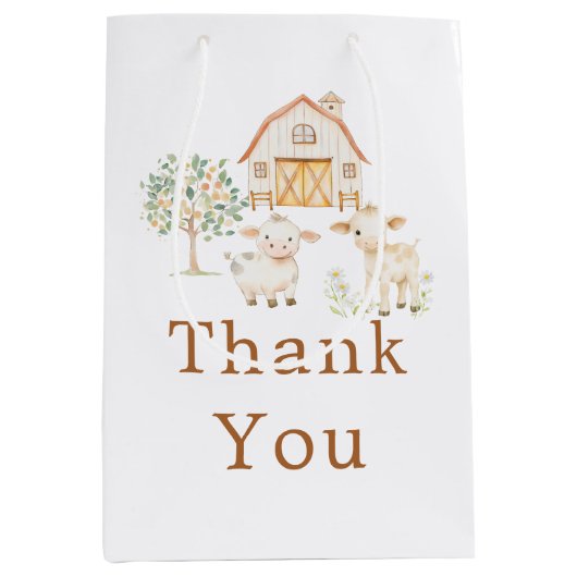 Sac Cadeau Moyen Baby shower de ferme mignonne (Devant)