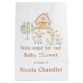 Sac Cadeau Moyen Baby shower de ferme mignonne (Dos)