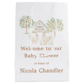 Sac Cadeau Moyen Baby shower de ferme mignonne (Dos)