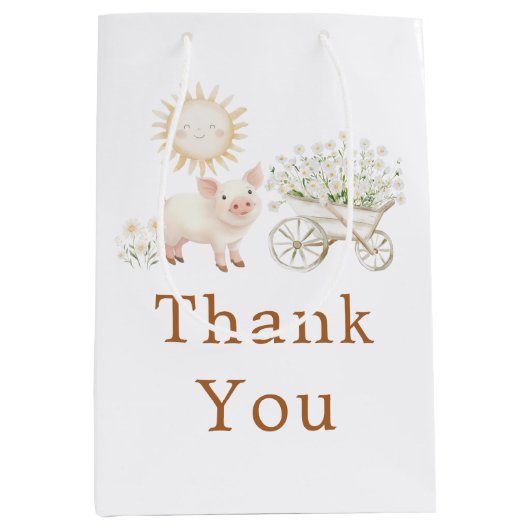 Sac Cadeau Moyen Baby shower de ferme mignonne (Devant)