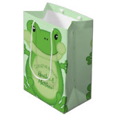 Sac Cadeau Moyen Baby shower de grenouille vert (Devant Angle)