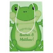 Sac Cadeau Moyen Baby shower de grenouille vert (Devant)