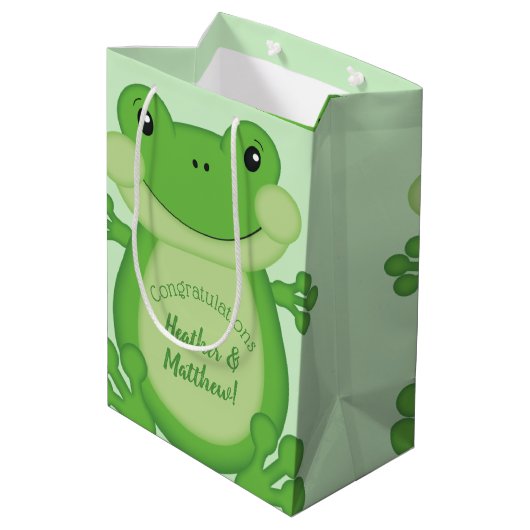 Sac Cadeau Moyen Baby shower de grenouille vert (Dos Angle)