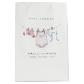 Sac Cadeau Moyen Baby shower de linge simple rose fille (Devant)