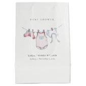 Sac Cadeau Moyen Baby shower de linge simple rose fille (Dos)