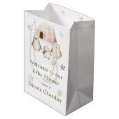 Sac Cadeau Moyen Baby shower de pingouins d'hiver (Dos Angle)