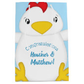 Sac Cadeau Moyen Baby shower de poulet Blue Boy (Devant)