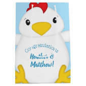 Sac Cadeau Moyen Baby shower de poulet Blue Boy (Dos)