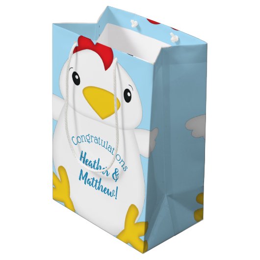 Sac Cadeau Moyen Baby shower de poulet Blue Boy (Dos Angle)