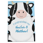 Sac Cadeau Moyen Baby shower de vache bleu (Devant)