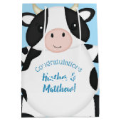 Sac Cadeau Moyen Baby shower de vache bleu (Dos)