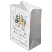 Sac Cadeau Moyen Baby shower des lapins d'hiver (Dos Angle)