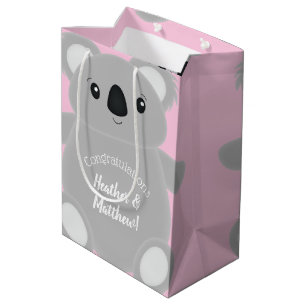 Sac Cadeau Moyen Baby shower d'ours rose Koala