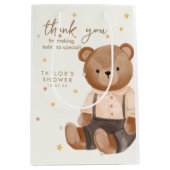 Sac Cadeau Moyen Baby shower d'ours rustique Aquarelle (Devant)